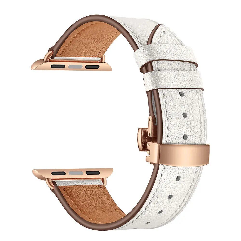Leather Strap for Apple Watch - 38mm, 40mm, 41mm, 42mm, 44mm, 45mm - Series 3/4/5/SE/6/7 Compatible Bracelet Band Color: Parallel Import