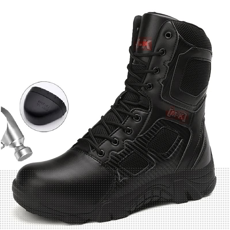 Men's Steel-Toe Safety Work Boots, Impact Resistant, Size 47, Color: Parallel Import
