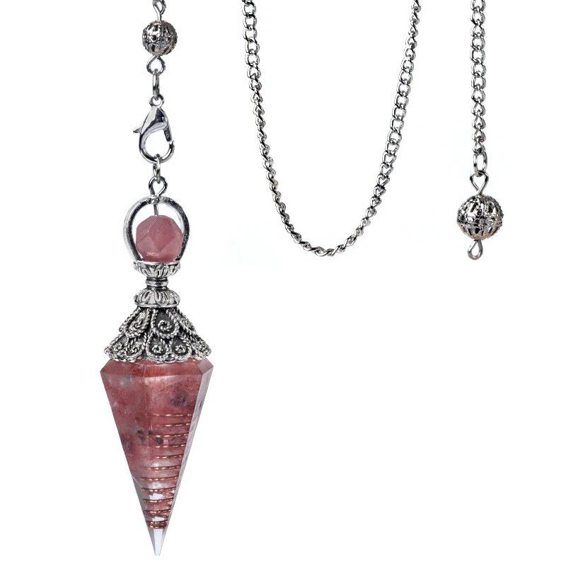 1 Orgone Pendulum for Energy Healing, Chakra Divination, with Tip, Natural Crystal Stone Chip Bead Pendant, Yoga, Meditation Pendant; Product Diameter: 18 x 60mm, Parallel Import