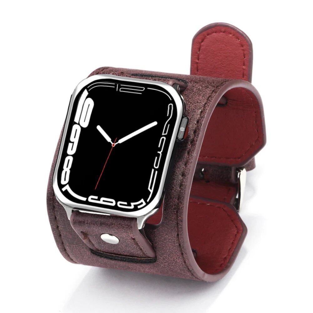 Retro-style leather strap for Apple Watch Series Ultra, 8, 7, 6, 5, 4, SE, 41mm, 45mm, 49mm, 44mm, 40mm, 38mm, 42mm. Compatible with 41mm, 45mm, 41mm, 45mm, and 49mm, 44mm, 40mm, 38mm, 42mm, 42mm, 41mm, 42mm, 4 ...2mm, 42mm, 42mm, 42