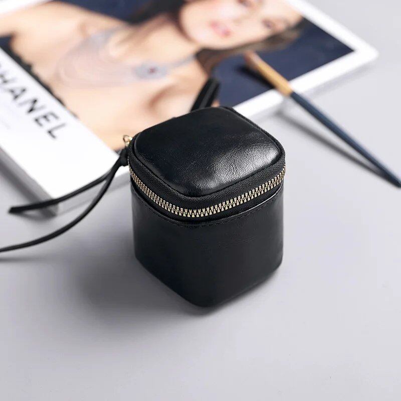 オイルワックスPUハンドヘルドバケットバッグ インスレトロスタイル ニッチリップストック小物収納コインケース レディースファッション 幾何学デザイン 色 並行輸入品