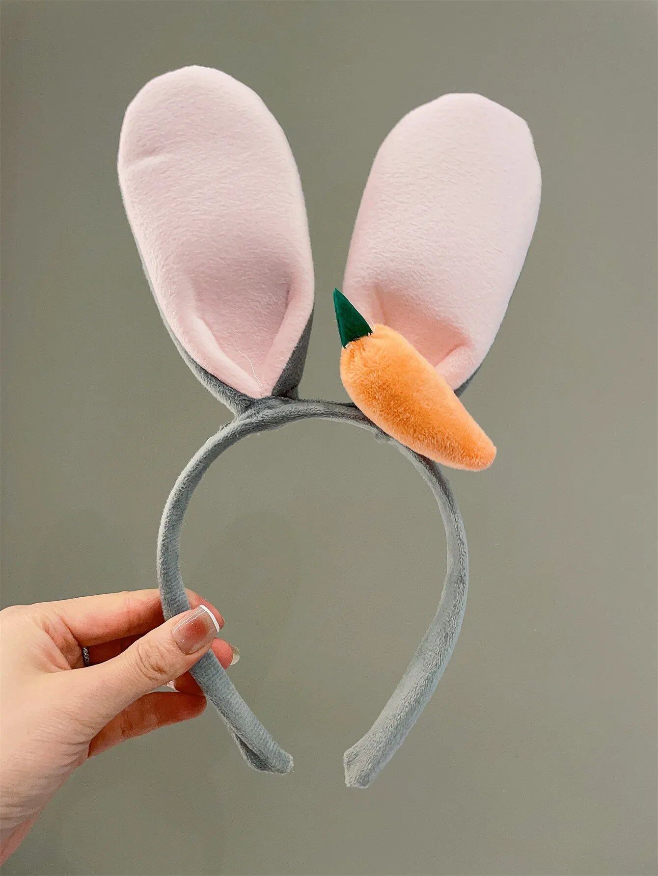 1 Cute Large Bunny Ear Headband for Women, Fall/Winter 2024 Collection, Fluffy Plush, Facial Cleansing Hair Card, One Size Fits All; Imported