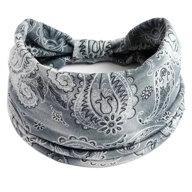 New Boho Floral Print Wide Headband with Vintage Knot Elastic Turban Headwrap for Women and Girls, Cotton Soft Bandana Hair Accessory, Parallel Import