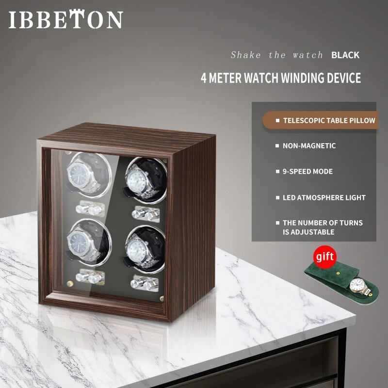 IBBETON Luxury Wooden Watch Winder, High-End 2, 4, or 6 Slot Automatic Watch Box with Mabuchi Silent Motor, Watch Storage Cabinet, Parallel Import