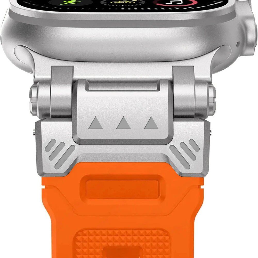 TPU Sport Strap for Apple Watch - Compatible with 10 (46mm), 9 (45mm), and Ultra 2 (49mm). Titanium-colored silicone band for iWatch 8/7/SE/6/5/4 (44mm/42mm). Band Color: mm; Ships from: Parallel Import.