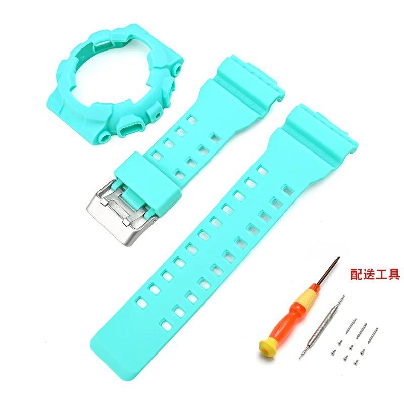 Silicone Watch Strap for CASIO GA-100/110, GD-100/110/120, GLS-100, GAX-100, and G-SHOCK GA100 (Includes Case, Strap, and Bezel Replacement Tool) Band Color: Parallel Import