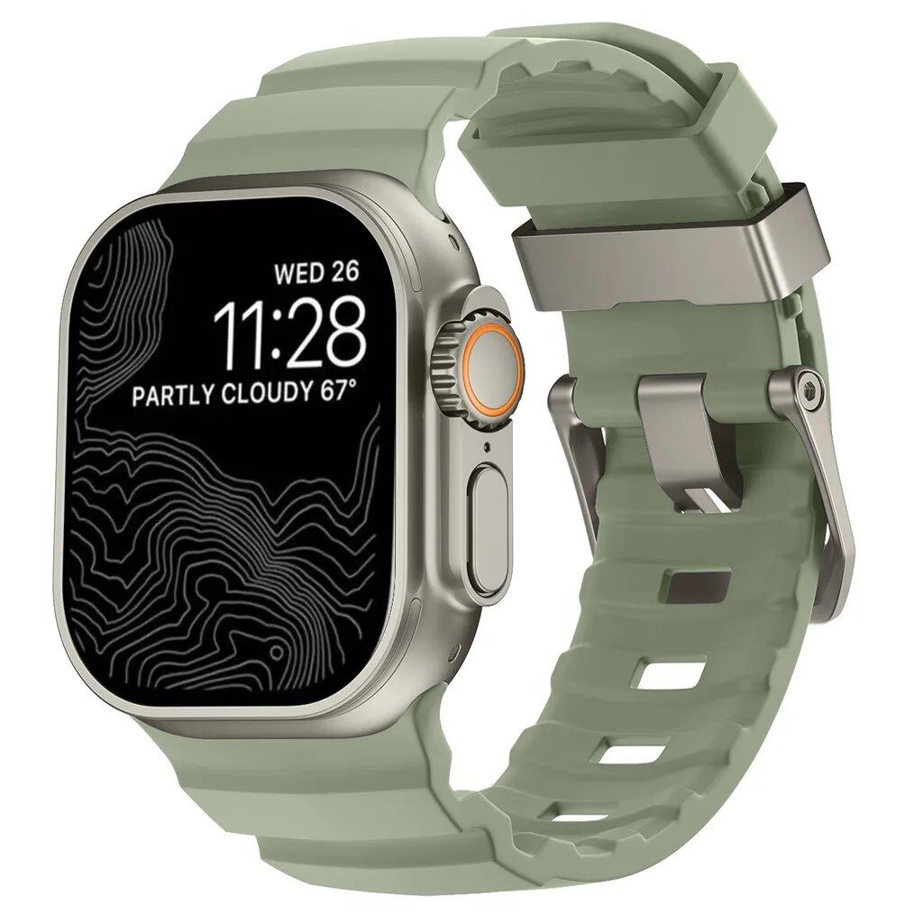 Sport Band for Apple Watch Ultra 2/10/9/8/7/6/SE/5/4 - Soft Silicone and Titanium Bracelet Strap, Compatible with iWatch 42mm, 44mm, 45mm, 46mm, and 49mm Band Colors: 42mm, 44mm, 45mm, 46mm, and 49mm Band Widths (Imported)