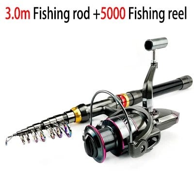 1.8-3.6m Carbon Fiber Fishing Rod and Reel Set, Super Hard Telescopic Rod, Spinning Reel Kit, Maximum Weight Capacity 3-8kg, Fishing Tackle, Reel, Parallel Import