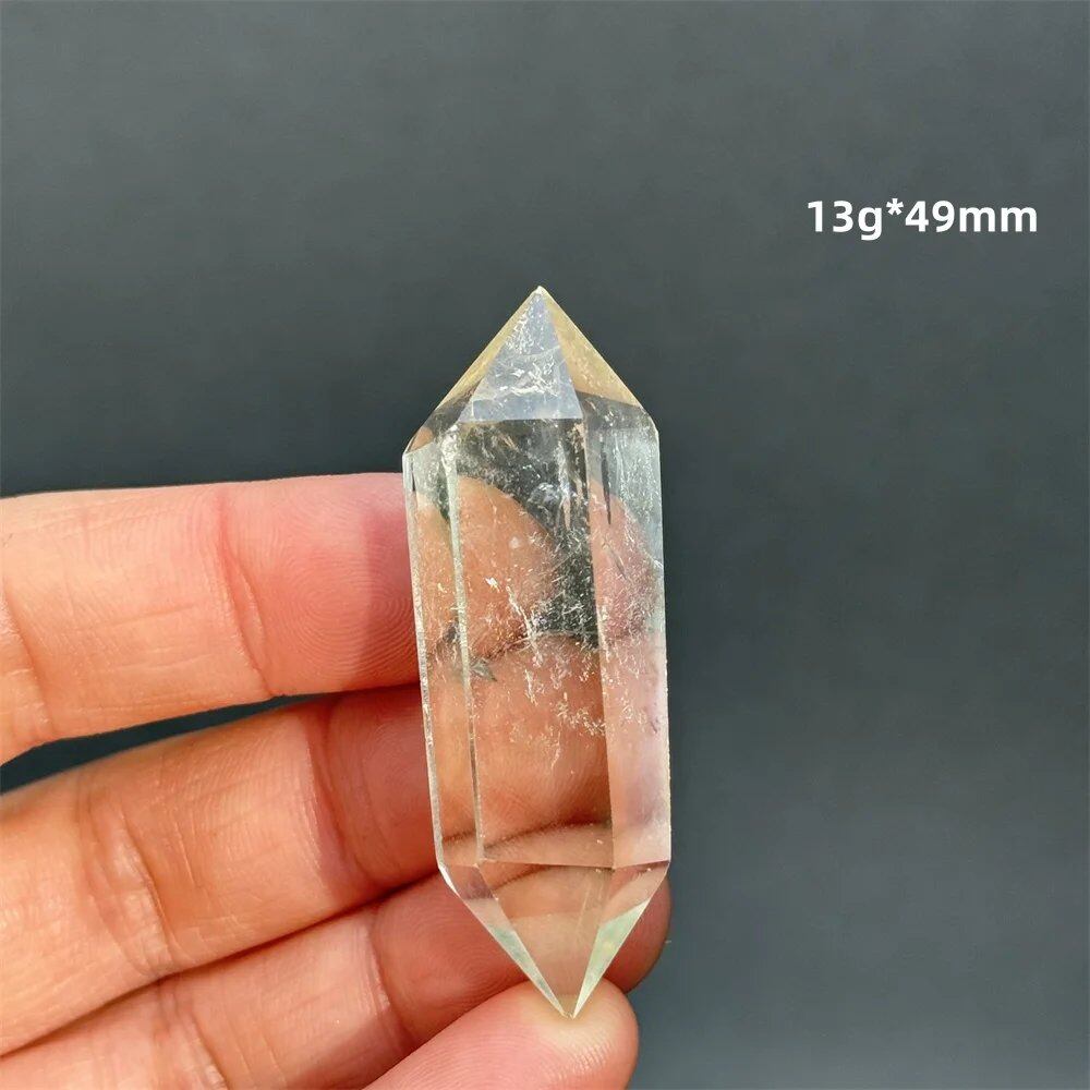 Natural Clear Citrine Double Tip Energy Bar, Reiki Healing Crystal Point, Garden Home Decor, Meditation, Spiritual Color, Parallel Import