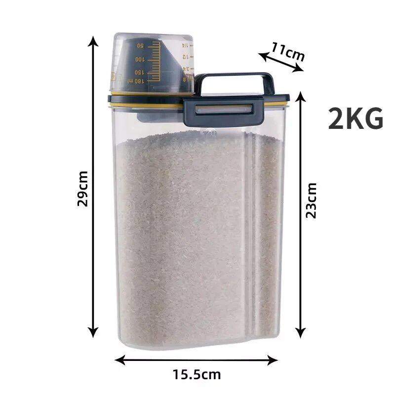 1.5kg/2kg Plastic Storage Container for Dog and Cat Food, with Measuring Cup, Moisture-Proof Sealed Jar, Pet Supplies Accessory, Color: Parallel Import
