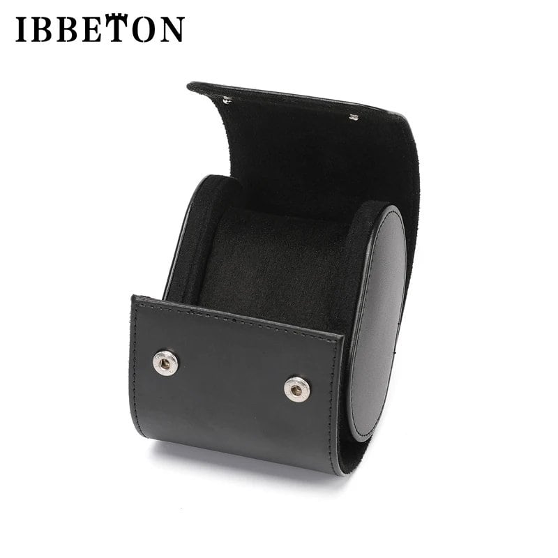 IBBETON 3-Slot Watch Roll Travel Case, Portable Vintage Leather Watch Display Case, Storage Box, Men's Gift, Watch Organizer, Color: Black, Parallel Import