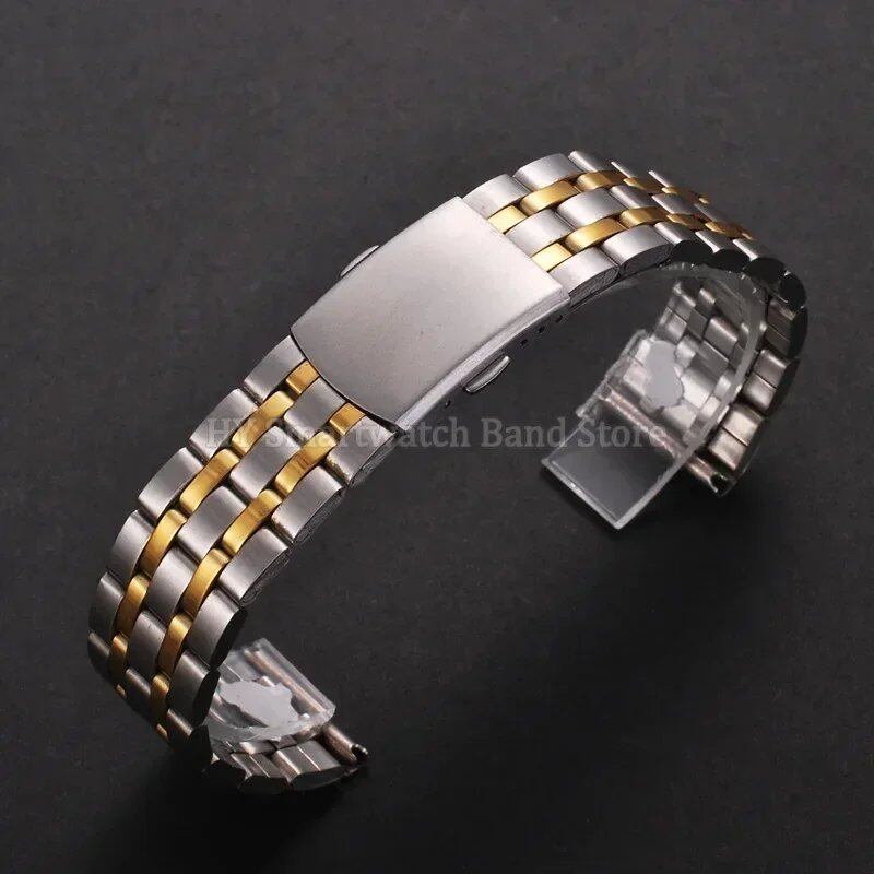 18mm, 20mm, 22mm Stainless Steel Watch Band Replacement for Men and Women, Sports Wristband, Heavy-Duty Folding Buckle, Bracelet Accessory, Band Color: Silver, Parallel Import