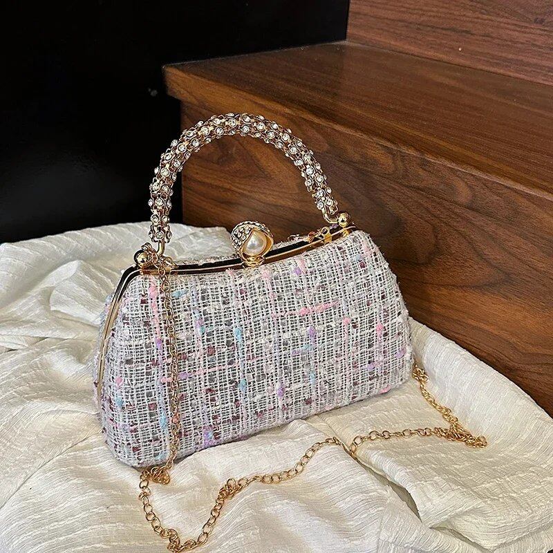 レディース イブニングハンドバッグ トップハンドル ラインストーン デイクラッチ 結婚式 ディナーパーティー ドレスアップ クリップバッグ ダイヤモンド パーティーバッグ ブラック サイズ:(最大長20cm以上30cm未満);色;発送元: 並行輸入品