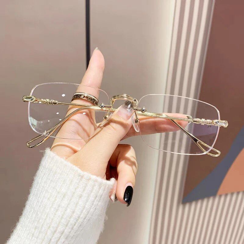 Harajuku Rimless Glasses for Women, Clear Rectangular Sunglasses, Blue Light Blocking, Frameless, Optical Lenses; Ships from: Parallel Import
