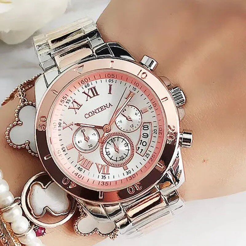 Luxury top brand women's watch, simple stainless steel, stylish, elegant quartz watch for women, parallel import