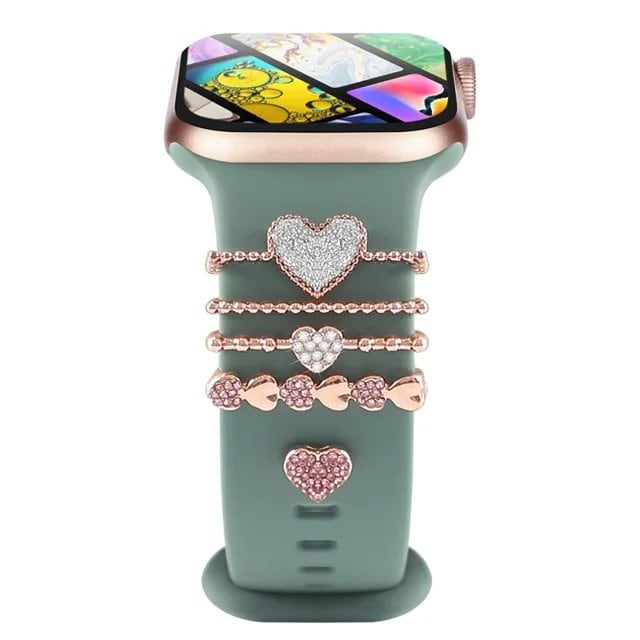 Diamond Jewelry-Embossed Band for Apple Watch Ultra 2, 9, 8, and 7, Compatible with Samsung and Huawei, 20/22mm Bracelet Strap, Band Color: ; Ships from: Parallel Import