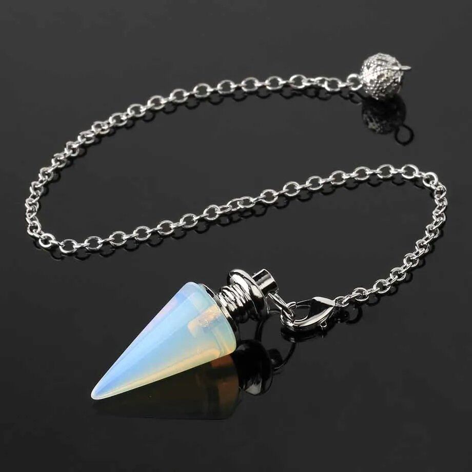 Healing Crystal Stone Cone Pendant - Natural Amethyst & Rose Quartz Spiritual Pendulum for Dowsing & Divination, Metal Color: Parallel Import