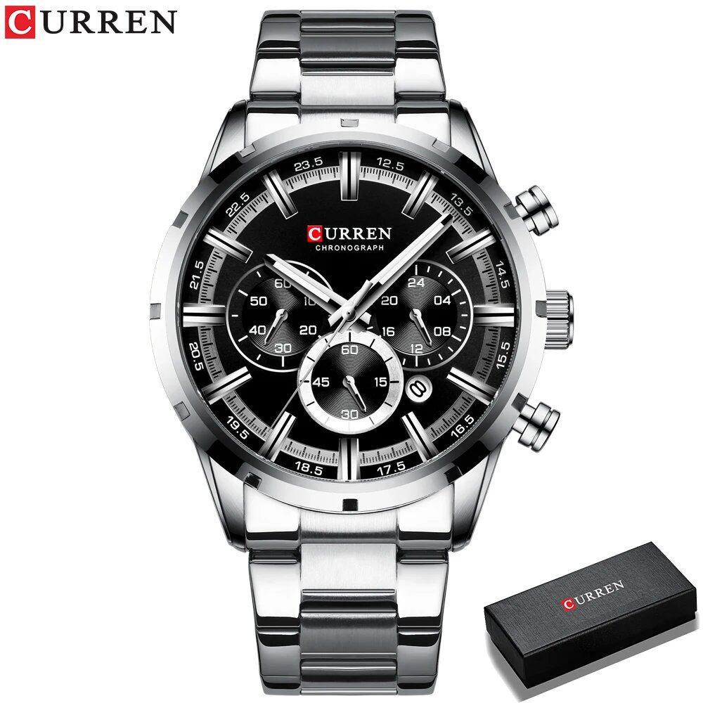 Karen Men's Watch with Blue Dial, Stainless Steel Band, Date Display, Waterproof, Luxury Business Watch, Imported
