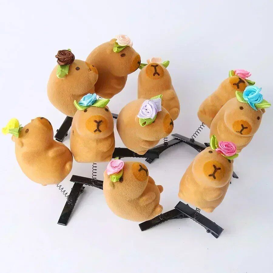 10-100 Pieces Heart-Shaped Sunglasses 3D Capybara Plush Hairpins, Stylish and Cute Capybara Hair Clips, Accessories, Headwear, Wholesale Size: Parallel Import