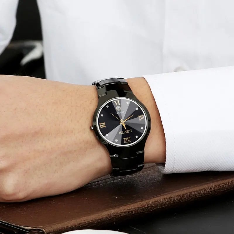 YIKAZE Business Quartz Watch, Waterproof, Stainless Steel, Luxury, Calendar, Date Function, Couple's Watch, Color: Parallel Import