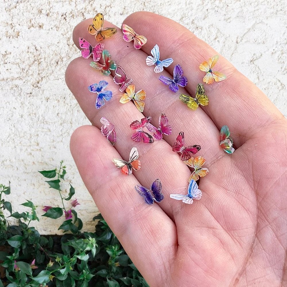 Set of 10/30/50 Mixed Butterfly Miniatures - Fairy Garden Ornaments, Micro Landscape DIY Craft Decorations, Mixed Colors, Parallel Import