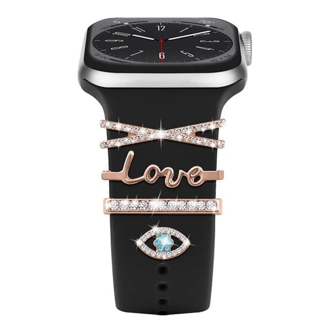 Diamond Jewelry-Embossed Band for Apple Watch Ultra 2, 9, 8, and 7, Compatible with Samsung and Huawei, 20/22mm Bracelet Strap, Band Color: ; Ships from: Parallel Import