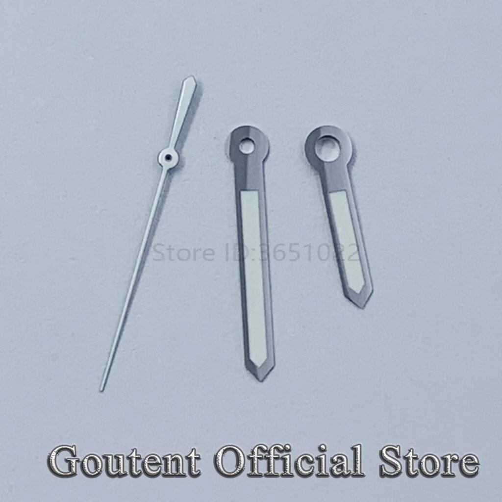 Goutent Black, Silver, and White Watch Hands with Green Luminous Hands for NH35 and NH36 Automatic Movements (Parallel Import)