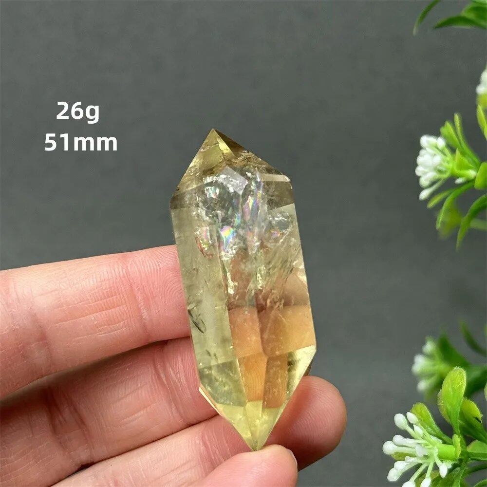 1個 天然シトリンオーラ六角両先端クリスタルワンド スピリチュアル瞑想ヒーリングストーン ホームデコレーション ガーデンフェスティバルアクセサリー カラー: 並行輸入品