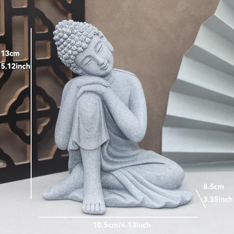 仏像ストーン彫刻 小さな僧侶 チベット仏教フィギュア 禅ガーデンオーナメント 瞑想 ホームアクアリウム装飾 並行輸入品
