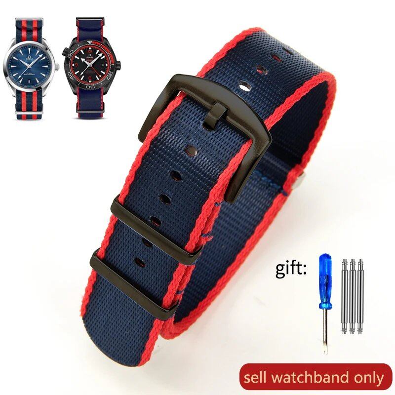 Breathable Soft Nylon Men's Watch Band for Omega 300 Ghost Party 007, Longines Conquest, Seiko, and Casio, 20mm and 22mm, Size 2, Parallel Import