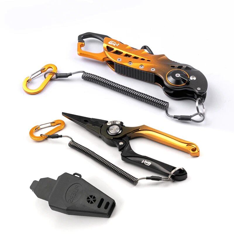 LINNHUE Folding Aluminum Alloy Fishing Pliers Set with Grip, Fishing Tackle, Hook Recover, Cutter, Line Split Ring, Accessories, Parallel Import