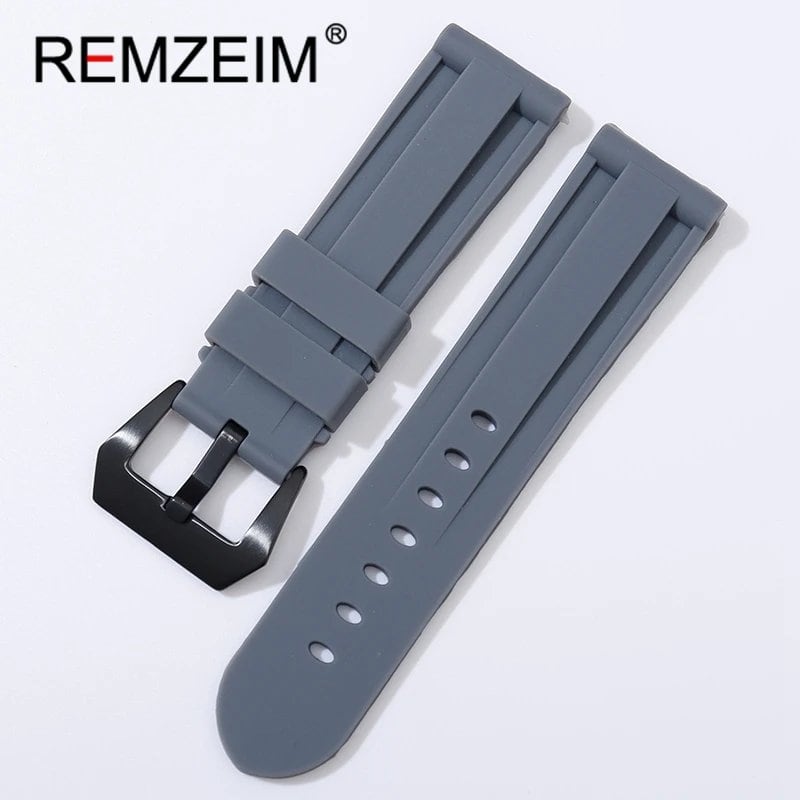 Soft Silicone Sports Watch Band, Waterproof, Men's Replacement Strap with Black Buckle, Compatible with 22mm, 24mm, and 26mm Watches, Band Color: mm, Parallel Import