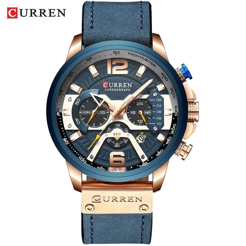 Karen Men's Sports Watch, Luxury Military Leather Chronograph, Stylish Watch, Color: Parallel Import