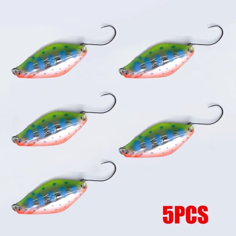 1/5 Spoon Lure, 5g, 40mm, Metal Spinner, Pesca Colorful Copper Sequin, Hard Bait, River Stream, Freshwater, Bass, Pike, Trout, Parallel Import