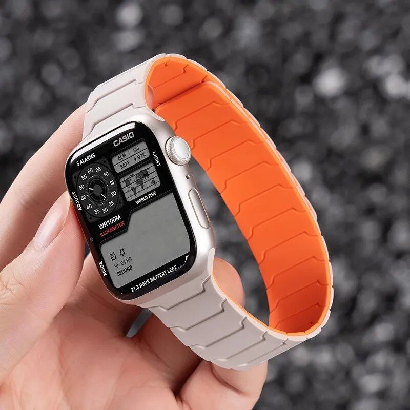 Silicone Band with Magnetic Strap for Apple Watch, Compatible with 46mm, 42mm, 49mm, 45mm, 41mm, 44mm, and 40mm Watches, iWatch Ultra 2/Series 10/9/8/7/6/SE/5/4/3, Band Color: mm, Parallel Import