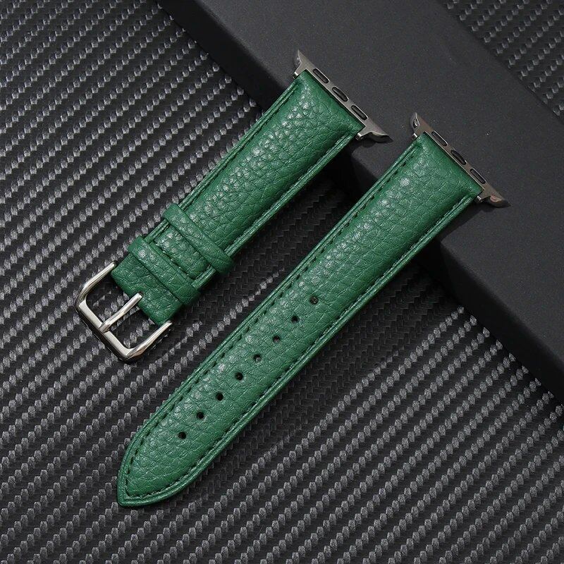 Genuine Leather Strap with Grained Design for Apple Watch 38/40/41mm, iWatch Ultra 8/7/6/SE/5/4, 42/44/45/49mm, Band Color: mm, Parallel Import