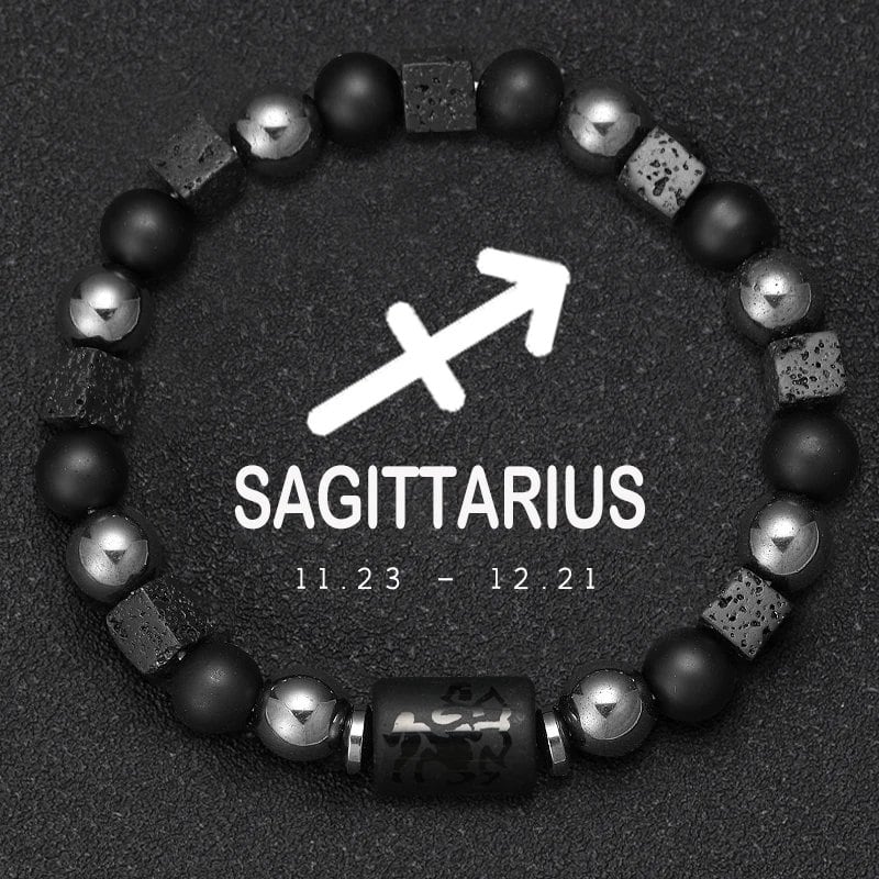 12 Zodiac Signs Bracelet with Natural Stones, Capricorn, Virgo, Leo, and Libra, for Men and Women, Couples, Friends, and Couples; Jewelry Gift; Length: 18-19cm, Parallel Import