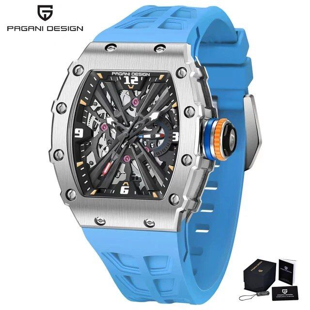 Pagani Design New Men's Quartz Watch VH65 Active Skeleton Dial, 50m Water Resistance, Rectangular Sapphire Crystal, Men's Watch, Color: Parallel Import