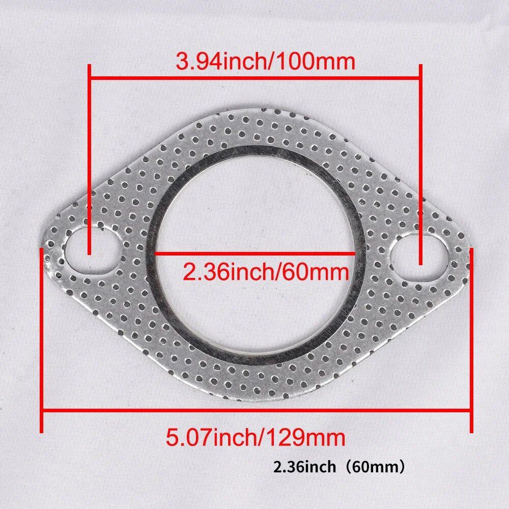 1/5-Piece Car Exhaust Downpipe Flange Gasket, 51/55/60/63/70/76mm, Exhaust and Intake Pipe Gasket, 2.0/2.16/2.36/2.5/2.75/3.0 Inch, Parallel Import