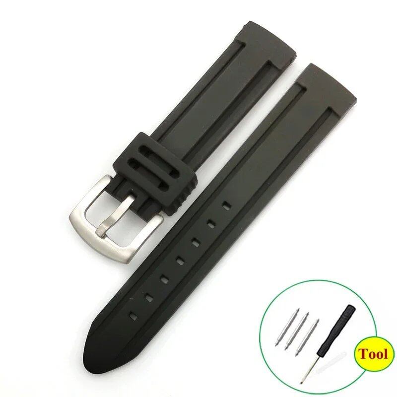 30mm, 28mm, 26mm, 24mm Rubber Watch Band, 18mm, 20mm, 22mm Men's Sports Watch Band, Soft Diving Waterproof Silicone Wrist Strap Bracelet, Band Color: Black; Band Width: mm; Ships from: Parallel Import