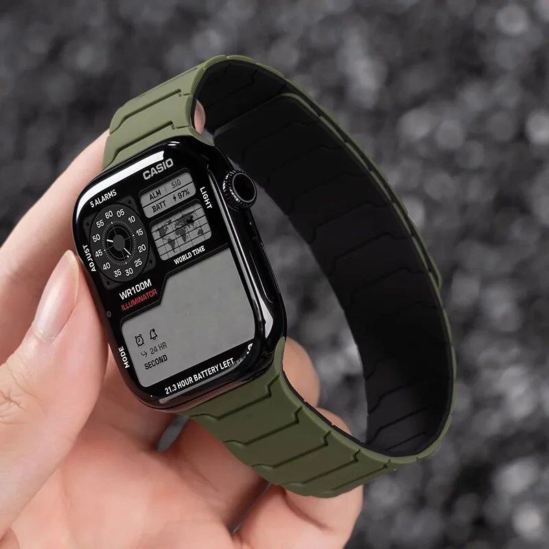 Silicone Band with Magnetic Strap for Apple Watch, Compatible with 46mm, 42mm, 49mm, 45mm, 41mm, 44mm, and 40mm Watches, iWatch Ultra 2/Series 10/9/8/7/6/SE/5/4/3, Band Color: mm, Parallel Import