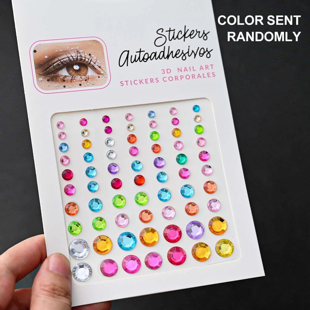 1/5 Random Color Glitter Face Tattoo Stickers for Kids, Sparkly Diamonds, for Costume Parties, Makeup, DIY Tattoo Decals, Parallel Import