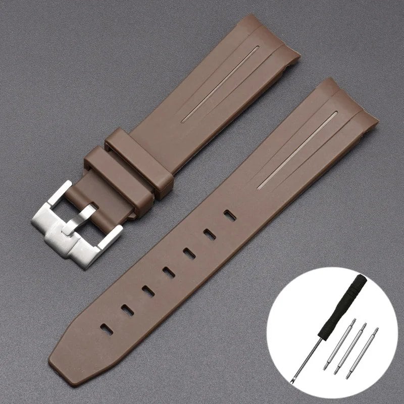 New 20mm Bent End Rubber Watch Strap for Omega Moonwatch, Joint Constellation, Men's Waterproof Sports Watch Band, Band Color: 20mm; Band Width: 20mm, Parallel Import