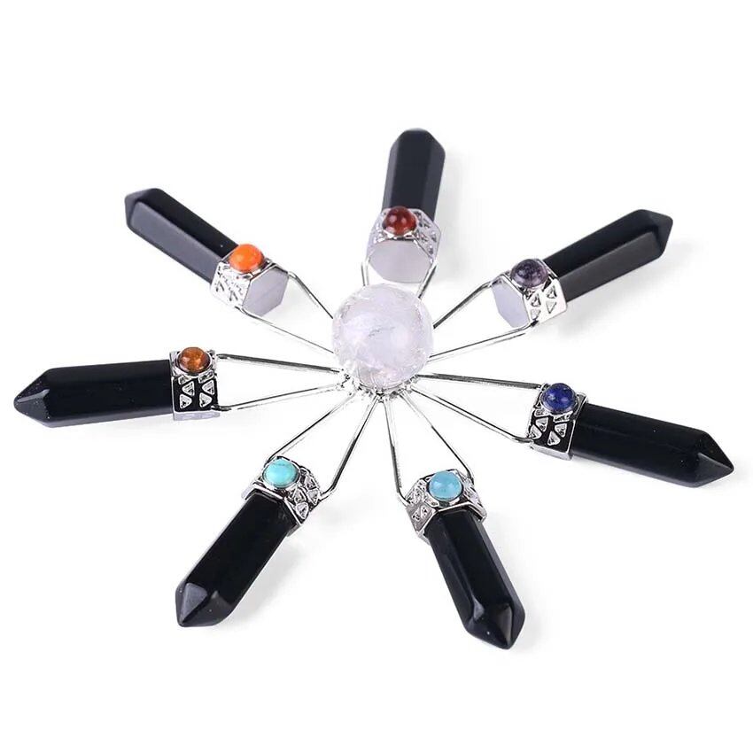 Amethyst Crystal Quartz Stone Hexagonal Spiral Pendulum Energy Generator for Healing, Chakra Awakening, Spiritual Meditation, and Decoration (Imported)