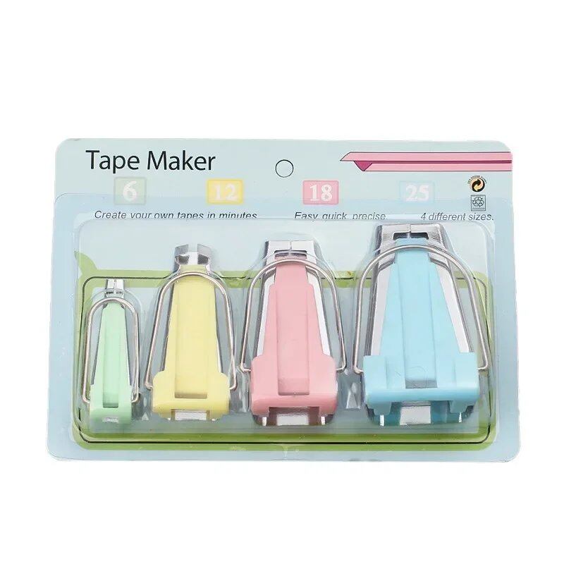 1/4 pcs Bias Tape Maker, 6mm/12mm/18mm/25mm, Fabric Connection, Bias Tape, Binding Tool, Sewing, Patchwork, Color: Parallel Import
