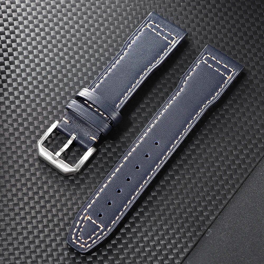 20mm/21mm Genuine Leather Watch Strap for IWC Pilot's Portugieser and Portofino, Cowhide Leather Band for Men and Women, Watch Accessories, Band Color: Brown, Parallel Import