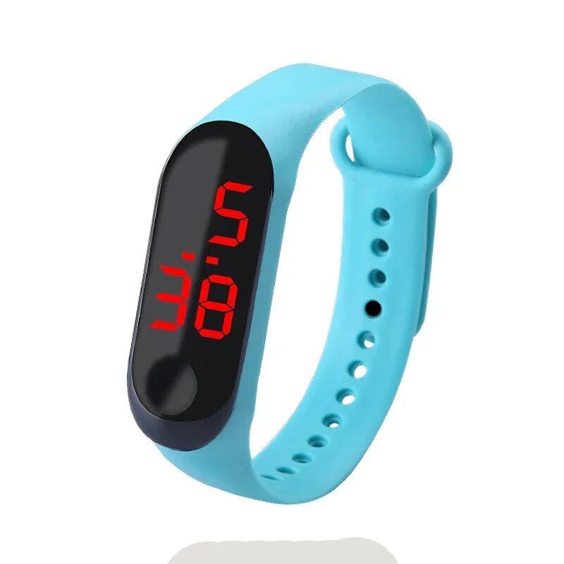 Kids' Fashion Sports Watch, Waterproof LED Digital Wristwatch with Ultra-Lightweight Silicone Slap, Unisex, for Kids and Teens, Parallel Import