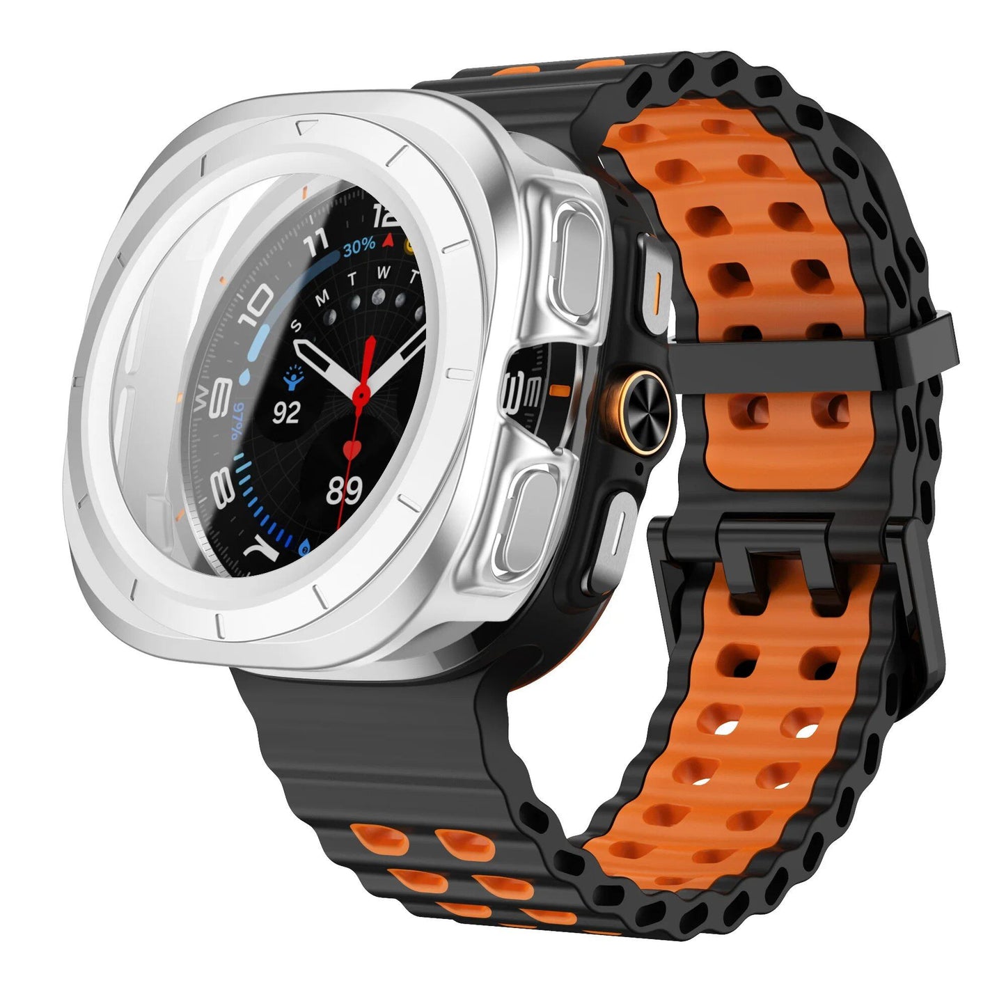 Samsung Galaxy Watch Ultra 47mm Sport Silicone Band, Marine Band + Case, Watch Band Accessory, Color: Compatible with Ultra 47mm Dial Diameter, Parallel Import