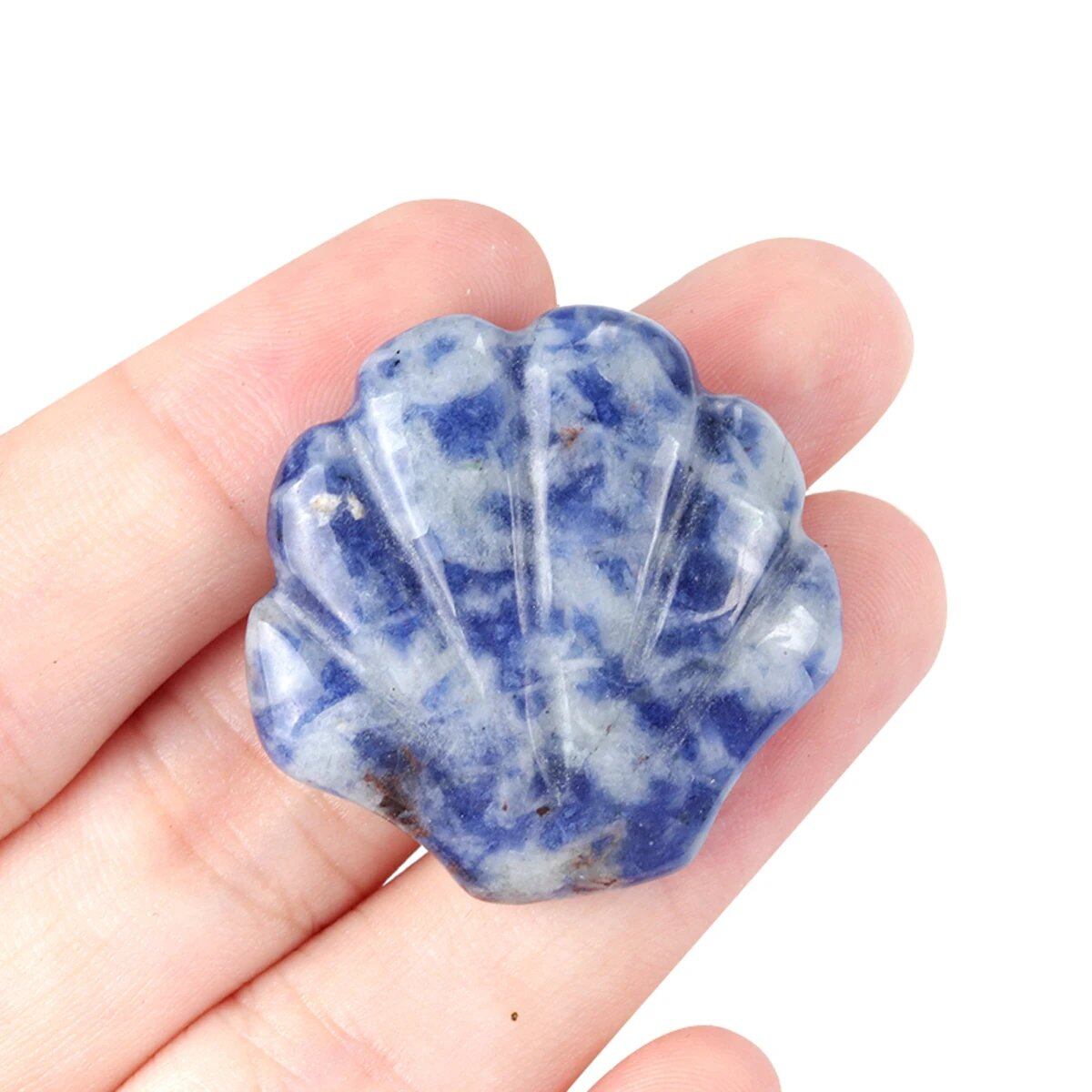 1 Natural Crystal, Sparkling Semi-Precious Shell-Shaped Figurine, Spiritual Healing, Power Stone, Room Decoration, Ornament, Gift, Size: 30mm x 30mm; Parallel Import