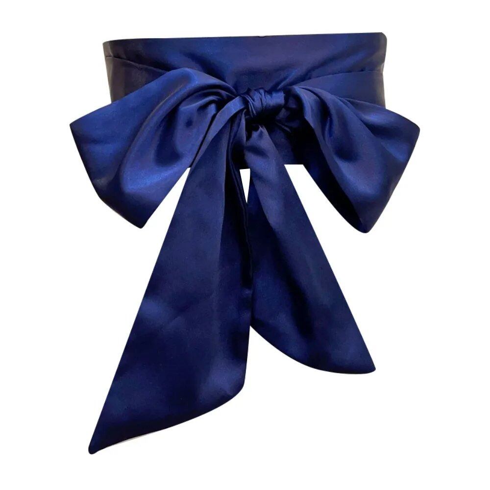 Wide Satin Silk Bow Corset Waist Belt, DIY Ribbon Decorative Waist Cover for Women, Bridal Garter, Parallel Import
